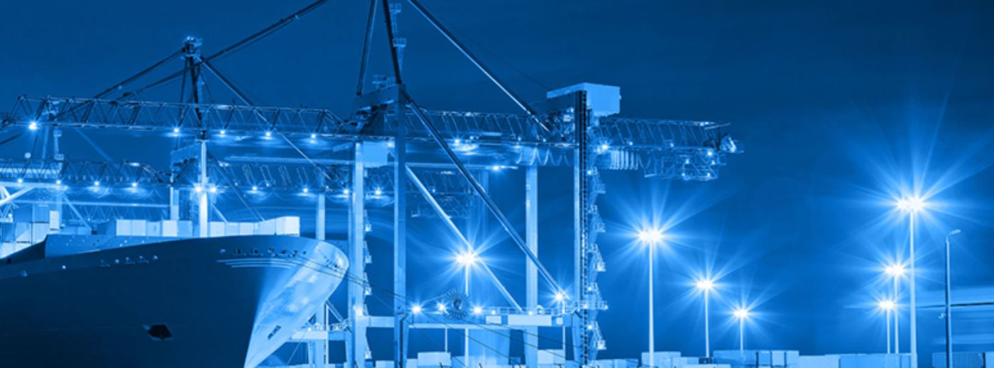 Container terminal at night